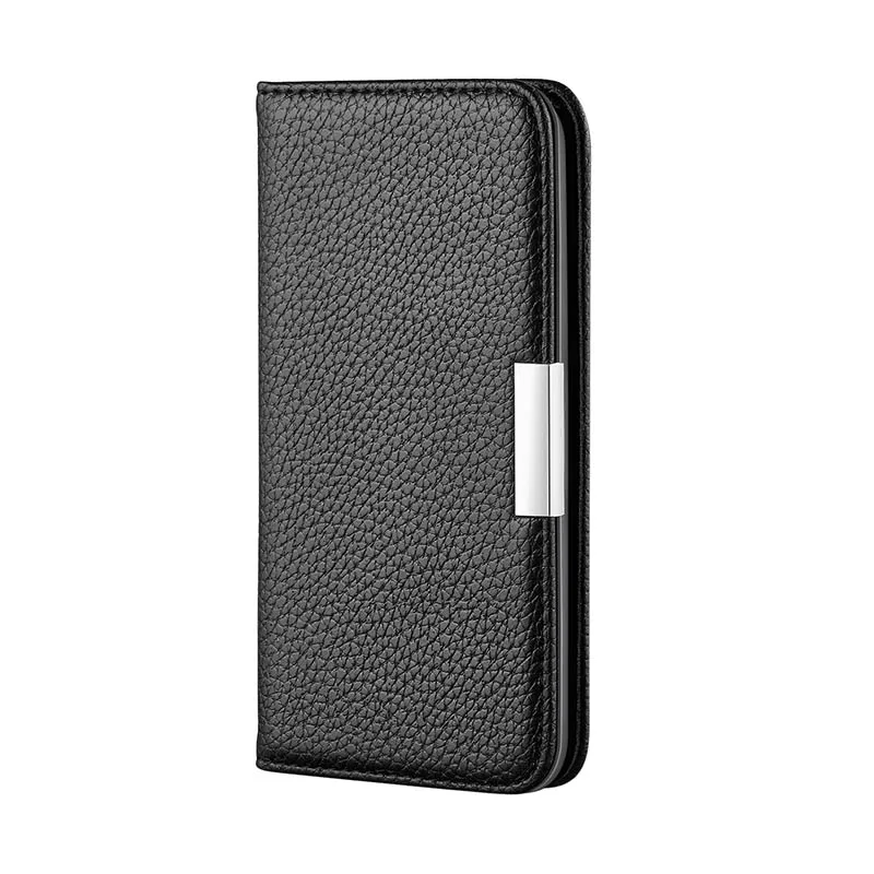 Чехол-книжка Litchi для iPhone 11 Pro максимальный чехол для iPhone 11 Pro XS Max Xr X 10 8 7 Plus 6 6s Plus, чехол для телефона с отделением для карт - Цвет: Black