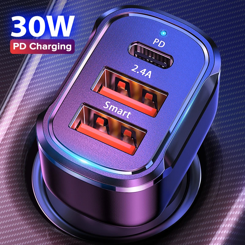 30W PD USB C Car Charger Quick Charge 4.0 3.0 QC4.0 QC3.0 Phone Charger Type C Fast Charging For iPhone 12 Xiaomi Huawei Samsung 1