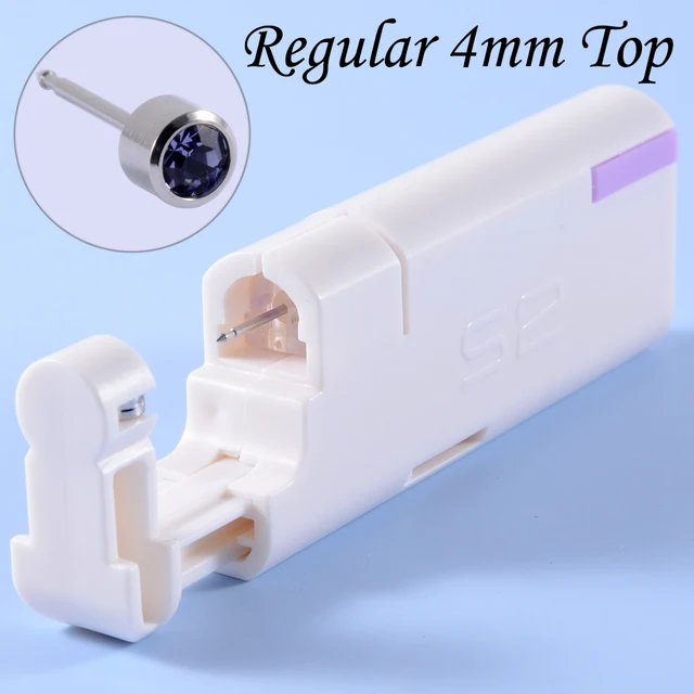 2PCS Ear Nail Gun Disposable Aseptic Household Ear Piercing Gun Portable Ear Piercing Gun Group Sterilized Ear Piercing Unit Pair Silver Voile