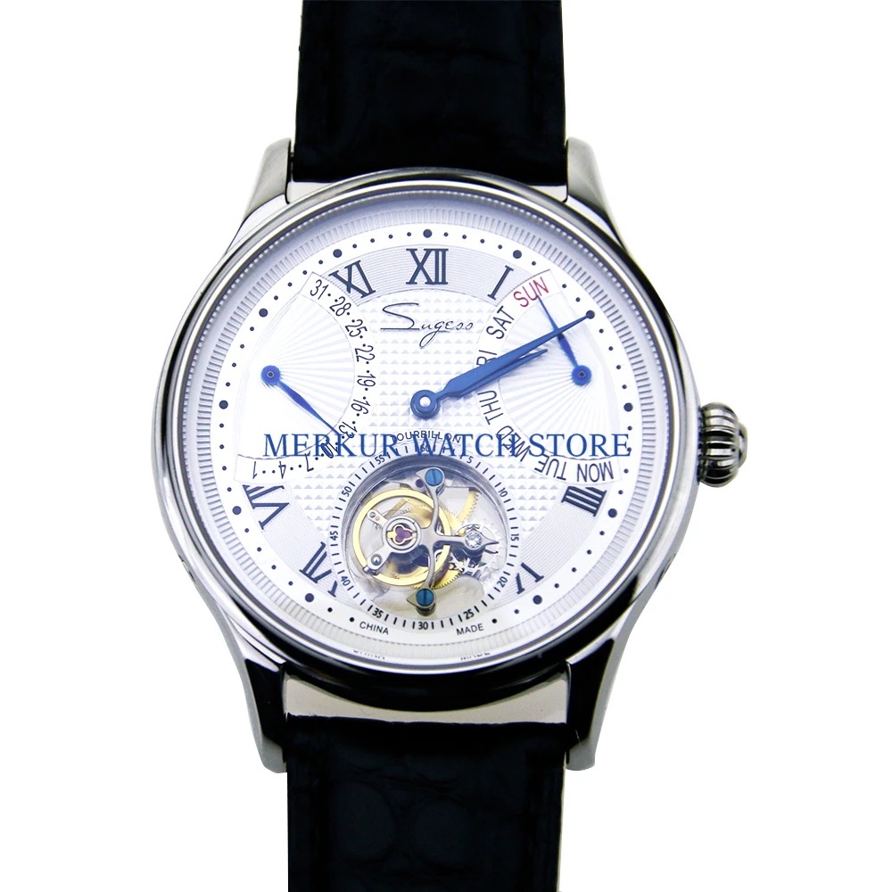 Sugess Mens Watch Flying Mechanical Seagull ST8004 Tourbillon Movement Day Date Skelenton Luxury Sugess Mens Watch Flying Mechanical Seagull ST8004 Tourbillon Movement Day Date Skelenton Luxury