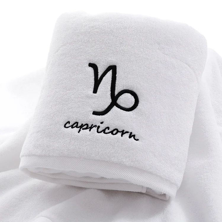 White Capricorn Хлопок банное полотенце созвездие шаблон полотенце s белый серый с вышивкой полотенца махровые девушка/мужчины ванная комната прямоугольное банное полотенце - Цвет: White Capricorn