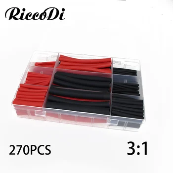 

270Pcs 3:1 Heat Shrink Tube with Glue Dual Wall Tubing Diameter 1.6/2.4/3.2/4.8/6.4/9.5mm Adhesive Lined Sleeve Wrap