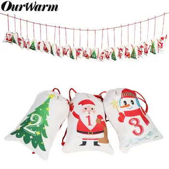 

OurWarm Date 1-24/31 Numbers Bag Christmas Advent Calendar Ornaments DIY Advent Calendar Christmas Decorations for Home New Year