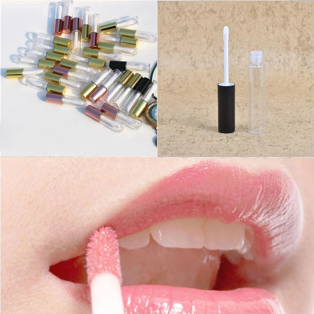

5pcs 1.2ml mini empty plastic transparent lip color tube lipstick bottle container PET lip color tube home travel essential