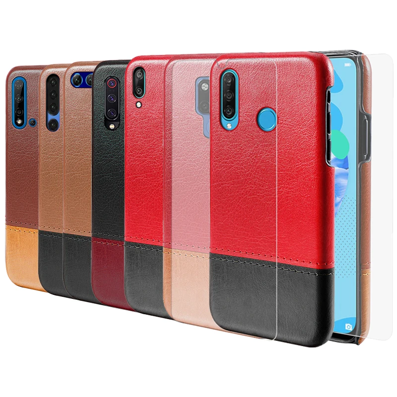 

Two Colors Leather Phone Case Screen Protector for Huawei Honor 9X/Honor V20/Y7 Pro/ Mate 20 X/ P20 Lite/Nova 4/Nova 4e/P30 Pro