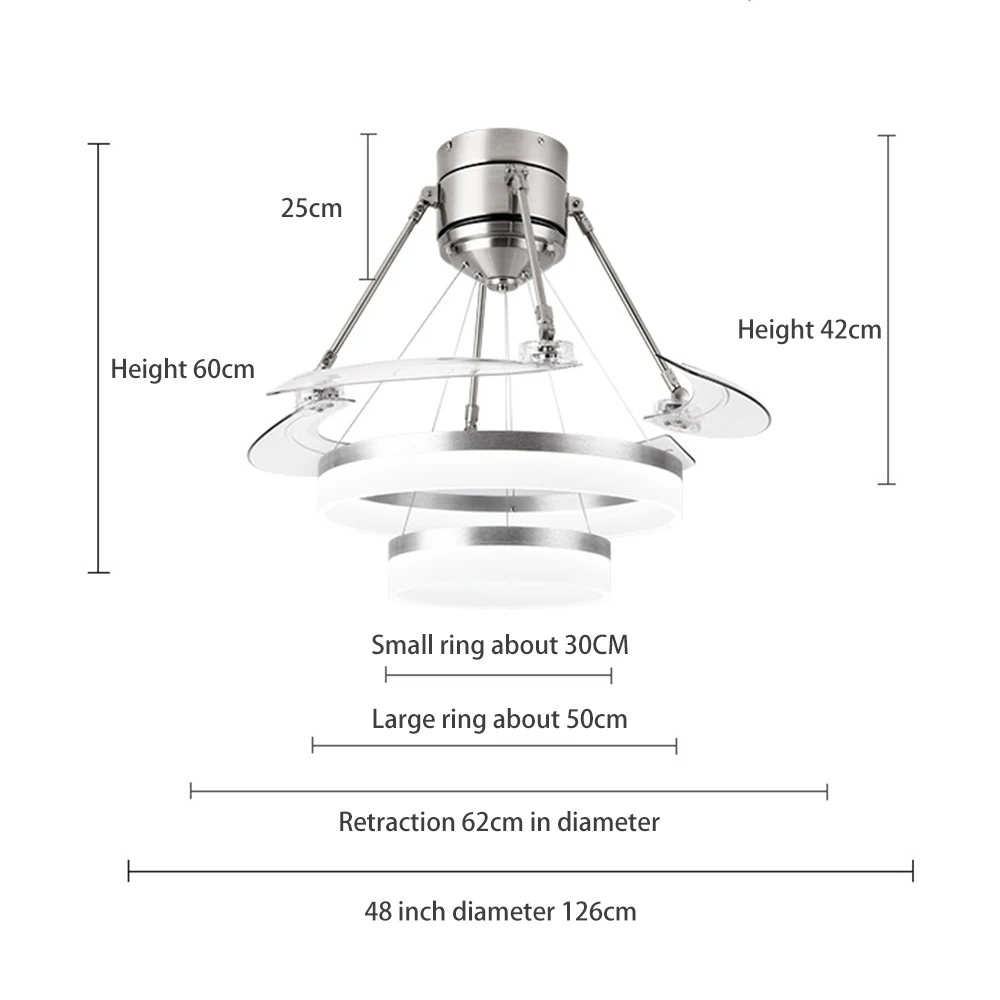 Современный потолочный вентилятор лампы вентиляторы с лампами кольца лампы невидимые листья 48 дюймов 48 Вт креативная простая гостиная столовая