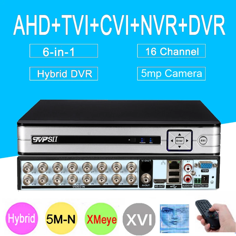 5mp AHD камера Серебряная панель 5MP N Hi3521D XMeye 16CH 16 каналов 6 в 1 H265 + аудио коаксиальный