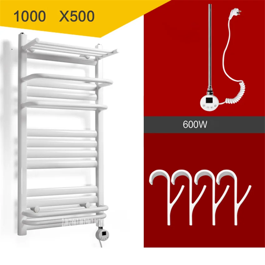 QSBL-01 Полотенца теплее с низким содержанием углерода Сталь с подогревом Полотенца рельс постоянного Температура электрическое отопление сушильная Полотенца стеллаж для выставки товаров 110 V/220 V - Цвет: 1000x500mm  white