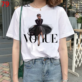 

Cartoon Vogue Princess T Shirt Women Kawaii Summer Top Plus Size T-shirt Cute Villain Graphic Tees Korean Style Clothes Female