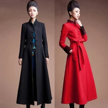 Зимнее женское пальто, винтажное шерстяное пальто, супер длинное пальто, тонкое шерстяное пальто, модное черное пальто, женская куртка размера плюс, пальто