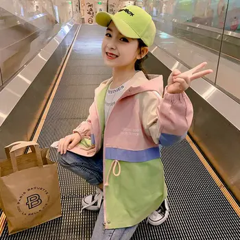 

2020 New Spring Autumn Girls Windbreaker Coat Baby Girl Hooded Outwear Baby Kids Coats Jacket Children Clothing Two Colour