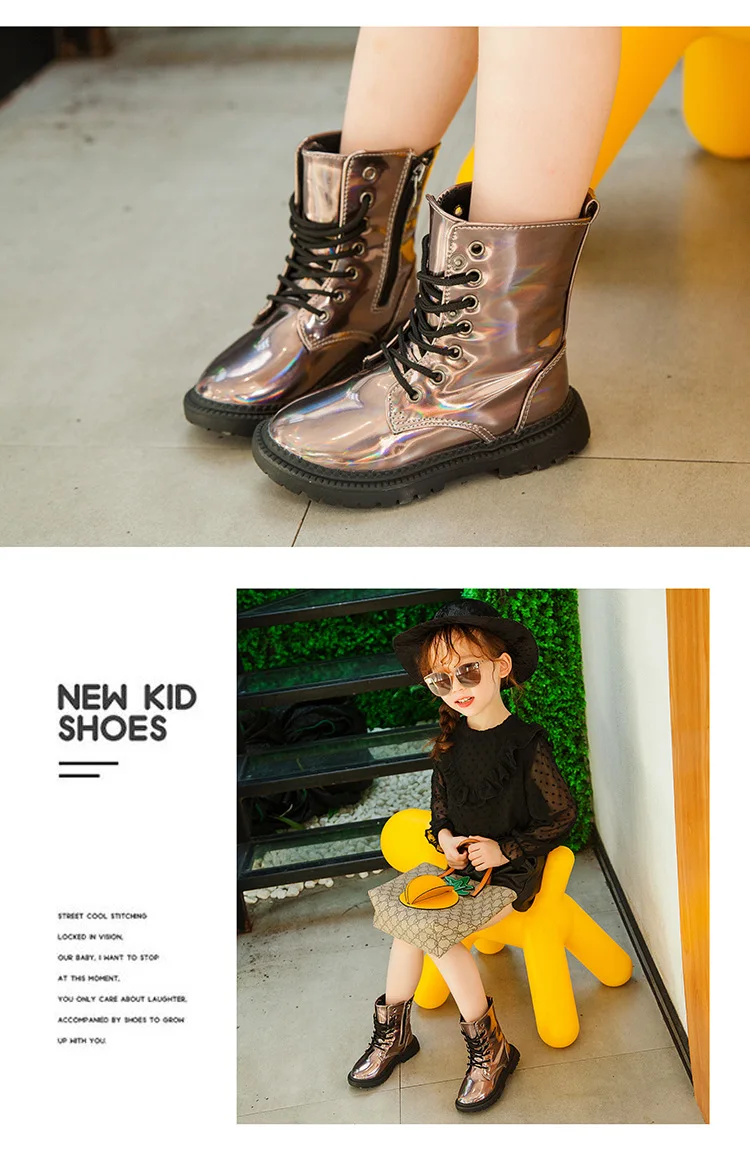 Детские ботинки с крыльями; кожаные ботинки «Челси» золотистого цвета для девочек и мальчиков; осенние ботинки martin для девочек; детская зимняя обувь; Размеры 26-36