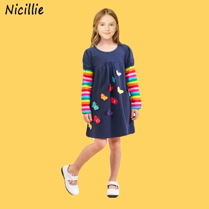 Платья для девочек зимние платья для маленьких девочек детская одежда из хлопка повседневные платья принцессы с длинными рукавами для детей от 2 до 8 лет