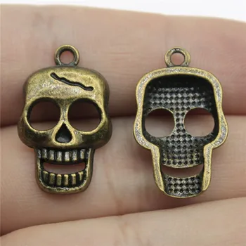 

WYSIWYG 4pcs/lot Jewelry Making DIY Handmade Craft Charms Antique Bronze Color 23x12mm Skull Pendant