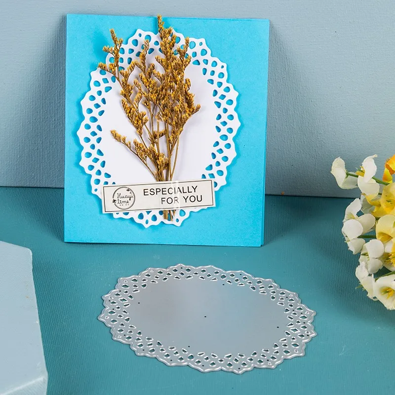 

Flower Lace Edge Circle Frame Metal Cutting Die Stencils for DIY Scrapbooking Album Decor Embossing Hand-on Paper Cards 2020 New