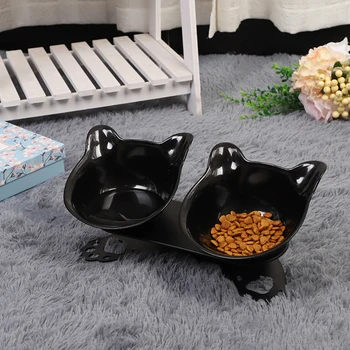 

Non-slip Cat Double Bowl Cat Bowl Dog Bowl Transparent AS Material Non-slip Food Bowl With Protection Cervical Transparent Cat