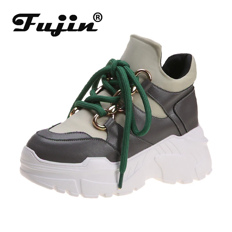 Женские кроссовки с перекрестной шнуровкой Fujin дышащие высоким берцем и