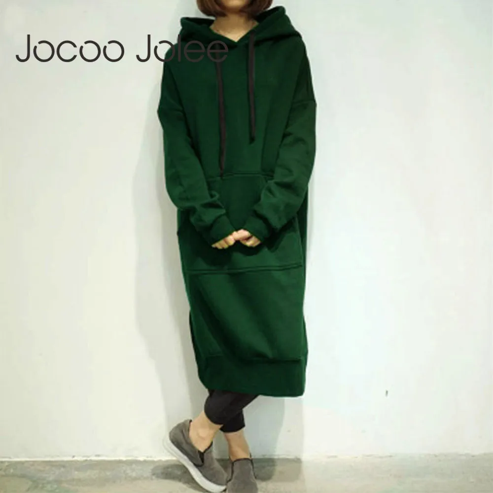 Женское длинное платье свитшот Jocoo Jolee зима 2019 Женский Повседневный флисовый