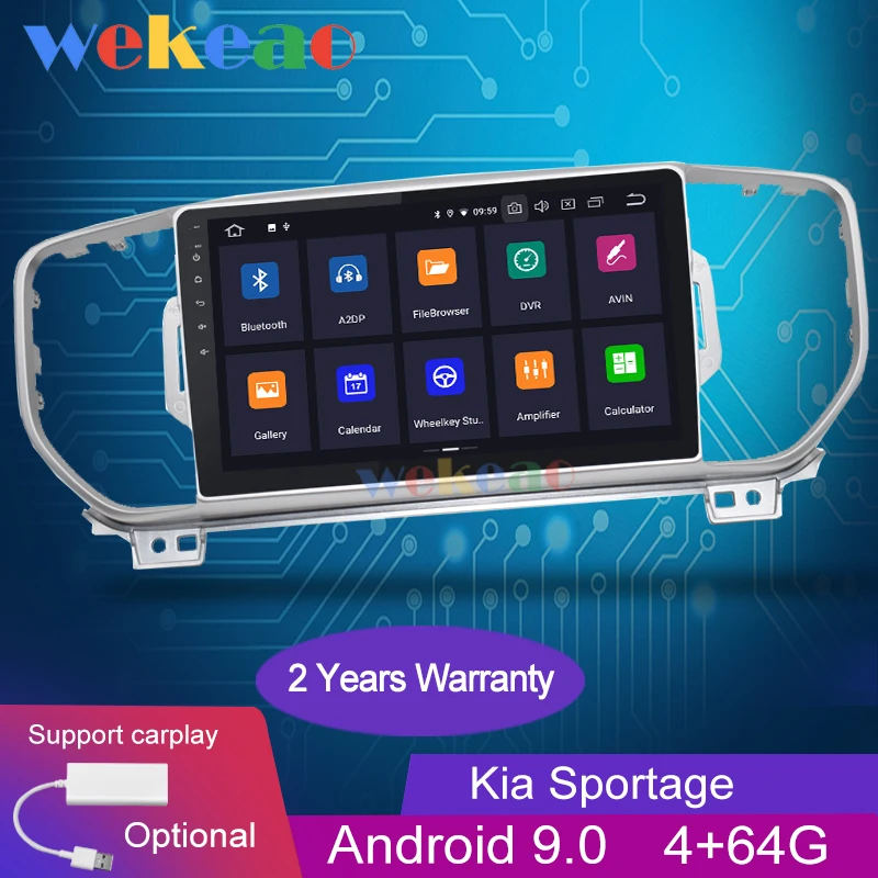 

Wekeao 9'' 1 Din Android 9.0 Car Radio Automotivo Car Dvd Player For Kia KX5 Sportage Auto GPS Navigation 2016-2018 Bluetooth