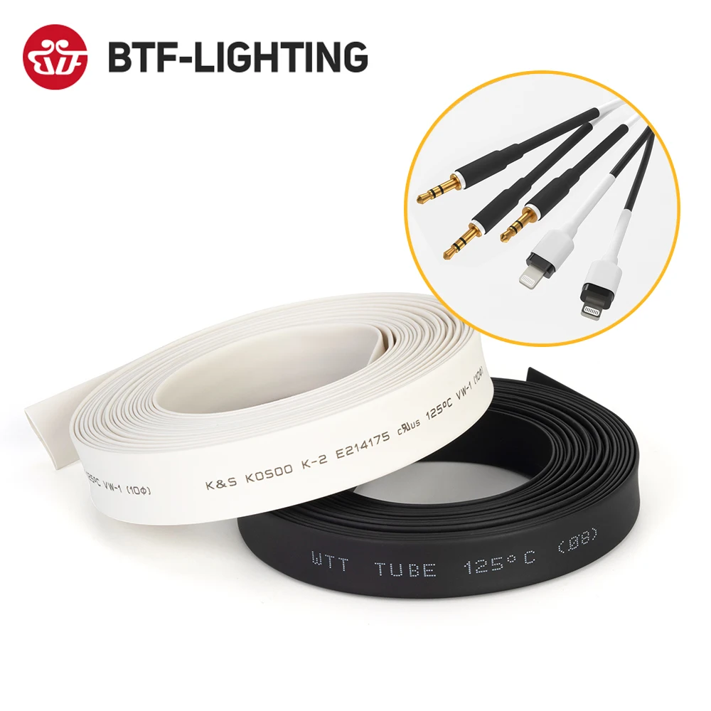 5 Meters Black White Heat Shrink Tubing Tube 8mm 10mm 12mm 3528 3014 3535 5050 SMD LED Strip Lights WS2812B WS2811 WS2815 led gooseneck tube aluminum alloy tube