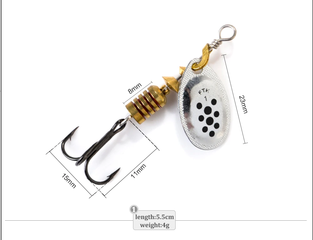 FTK Spinner Köder 4g/5g/7g/10g/14g Harter Löffel Bass Lockt Metall Angeln Lockt Mit Drillinge Angelgerät Für Hecht Angeln – Detail 10