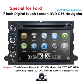 

Fit Ford F150 F250/350/Edge/Fusion/Mustang In Dash DVD Player GPS Navigation Stereo Radio BT Steering Wheel Ctrl 3G RDS MAP CAM