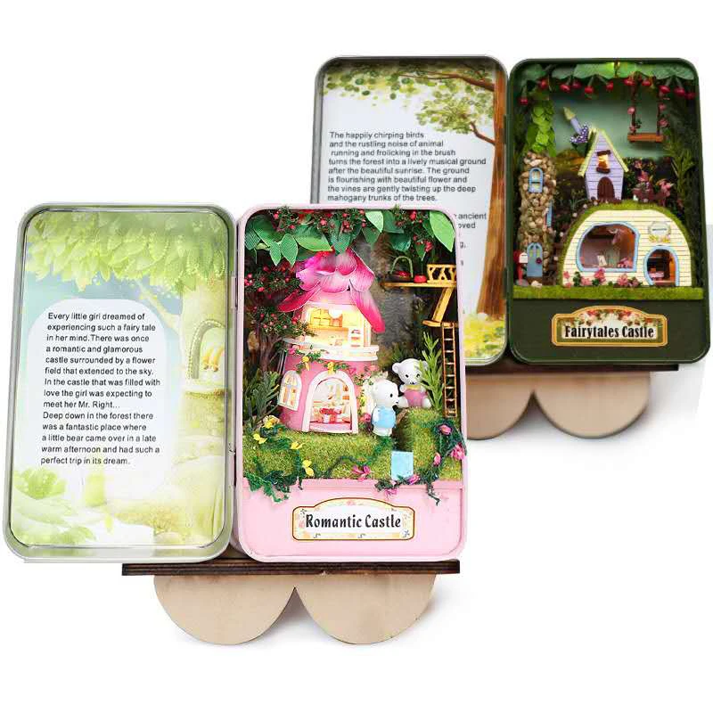 Najtaniej Hongda drewniane diy domek dla lalek żelazne pudełko domy dla lalek miniaturowy dom umeblowanie Mini domek zabawkowy złożyć świąteczne prezenty Craft E Series