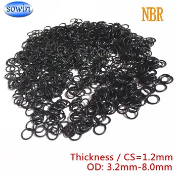 

SOWIN NBR O Ring Thickness / CS 1.2mm OD3.2 3.5 4 4.2 4.5 5 5.5 6 6.2 6.5 7 8mm Black Rubber O-rings Gaskets Oil Sealings Orings
