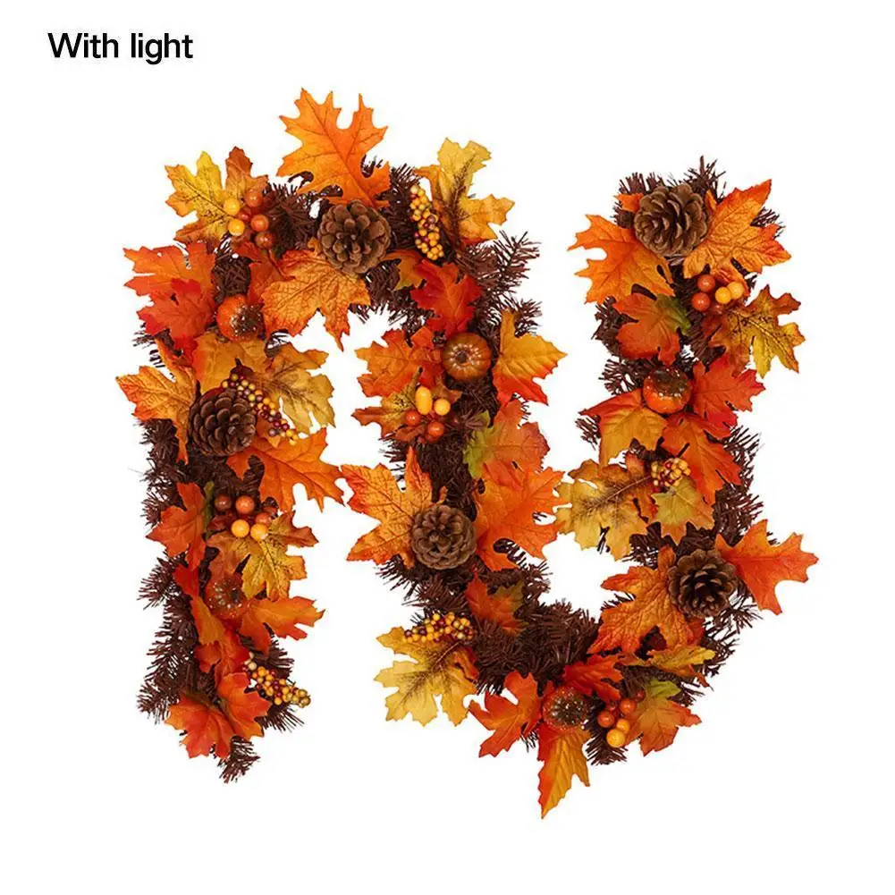 

Autumn Pumpkin Door Lintel Decor Halloween PVC Pine Maple Door Thanksgiving Hanging Window Decoration Rattan Leaf Cone Q7U2