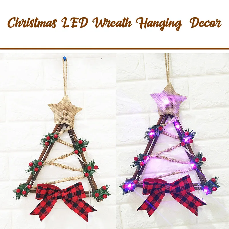 

Christmas LED Wreath Decorations Wreath Flowers DIY Party Home Decoration Christmas Tree Hanging Ornaments Pendant Wreaths
