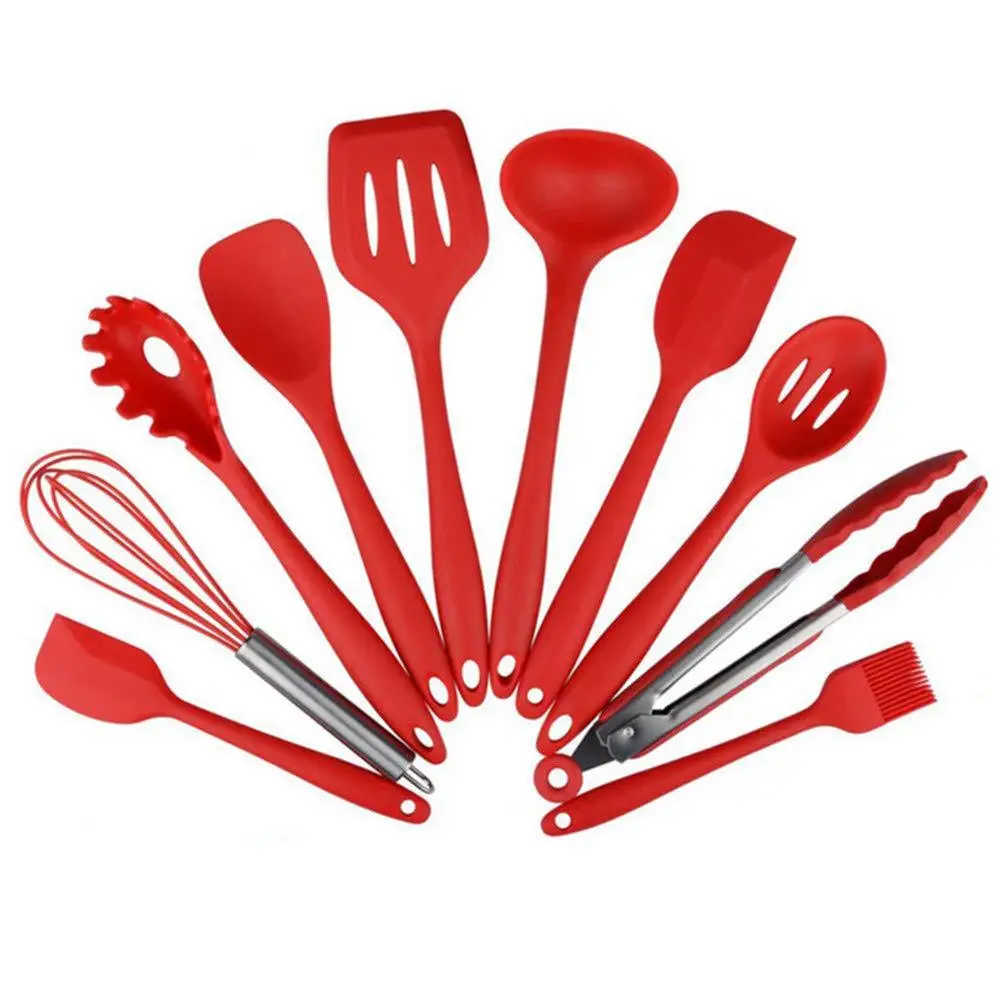 

10-Piece Spoon Shovel Non-stick Cookware Set Silicone Kitchenware