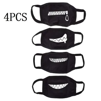 

4PCS Unisex Dustproof Fashion maschere 3D Cartoon Printing Ice Quick-drying Mouth Cover Reusable Silk Can Be Washed mascaras