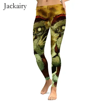 

Plus Size Fashion Skull Print Leggings Women Sexy High Waist Sportwear Gym Fitness Leggings Elastic Slim Running Pants