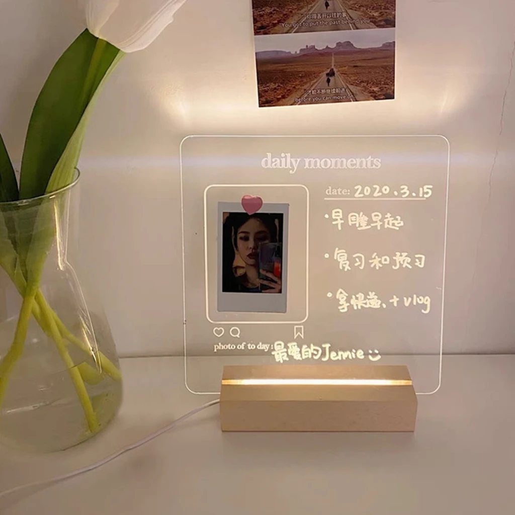 thumbnail image 2 of IFNWSV 5.90x5.90in Acrylic Dry Erase Board With Light, LED Note Board With Color, Light Up Dry 2 of 12