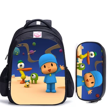 

16 Inch POCOYO Elly Pato Loula School Bag for Kids Boy Orthopedic Backpack Children School Sets Pencil Bag Toddler Schoolbag