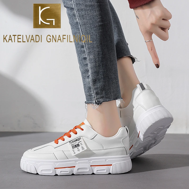 

KATELVADI Women Casual Sport Shoes Fashion Student Running Shoes Sneakers White Non Slip Footwear Breathable FL005