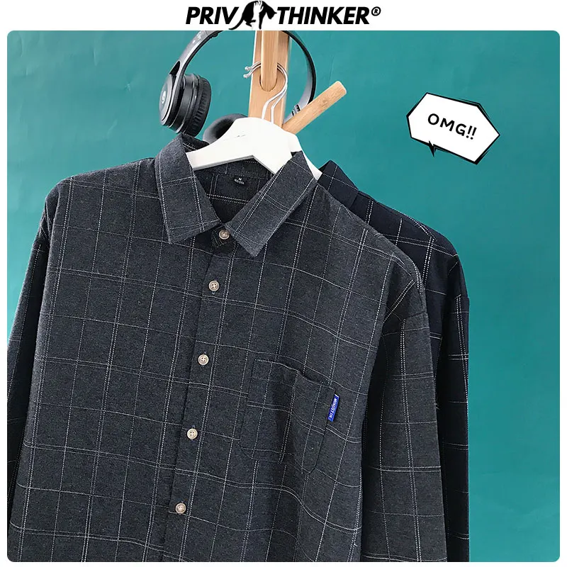  Privathinker 2019 New Fashion Women's Shirt Casual Style Female Blouses Long Sleeve Plaid Shirt Plu