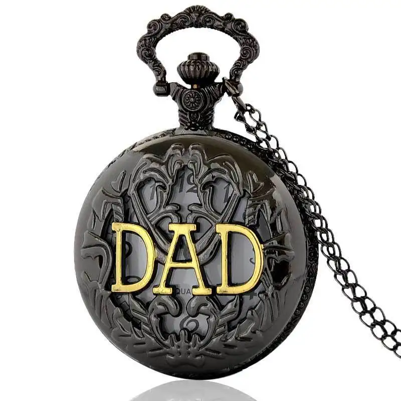 

IBEINA Full Hunter Quartz Engraved Fob Retro Pendant Pocket Watch Chain Gift Pocket Watch For DAD
