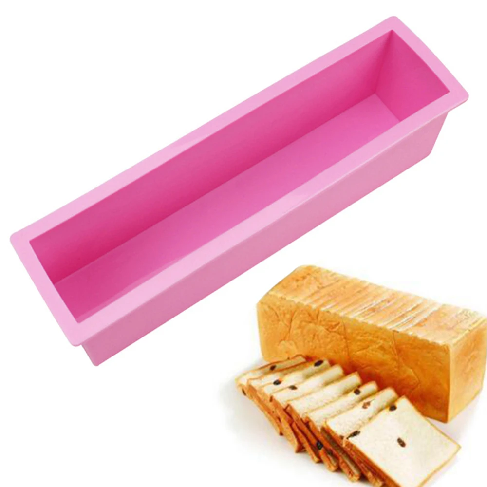 Силиконовая буханка хлеба торта антипригарная форма для выпечки духовки Прямоугольная форма формы торта - Цвет: Pink