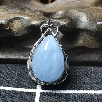 

Genuine Aquamarine Pendant For Women Men Water Drop Clear Blue Stone Beads 925 Silver 31x20x15mm Necklace Pendant Jewelry AAAAA