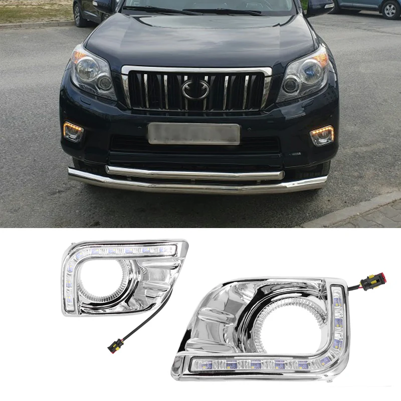 

1 Set For Toyota Prado FJ150 LC150 2010 2011 2013 For Land Cruiser 2700 Car LED DRL Daytime Running Lights Fog Head Lamp Cover