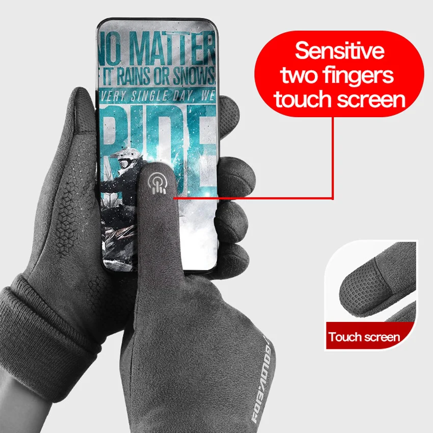 FRALU Winter Gloves For Men Windproof Warm Thick Business Men's Gloves Skin-friendly Touch Screen Night Riding