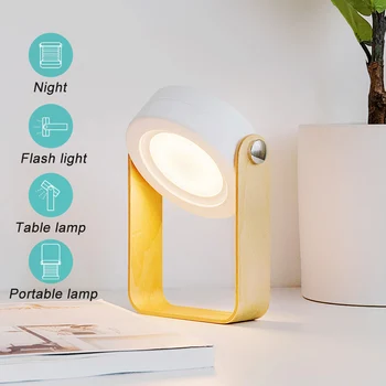 

USB Charging Foldable Touch Dimmable LED Night Light Reading Lantern Lamp wooden handle Table lights Children Kids Gift