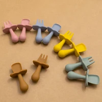 New Baby Feeding Silicone Mini Spoon Fork Baby Utensils Newborn Training Manipulative Ability Children's Tableware Baby Stuff 1