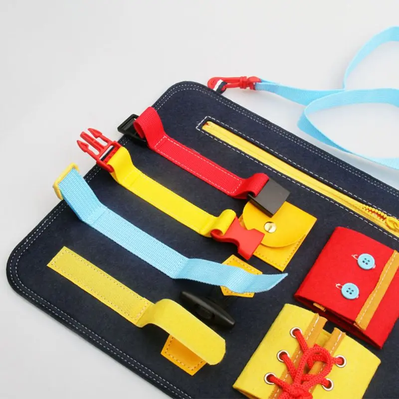 

Kids Montessori Toy Baby Basic Skills Activity Board Educational Learning Teaching Lace Button Zipper Aids Toys