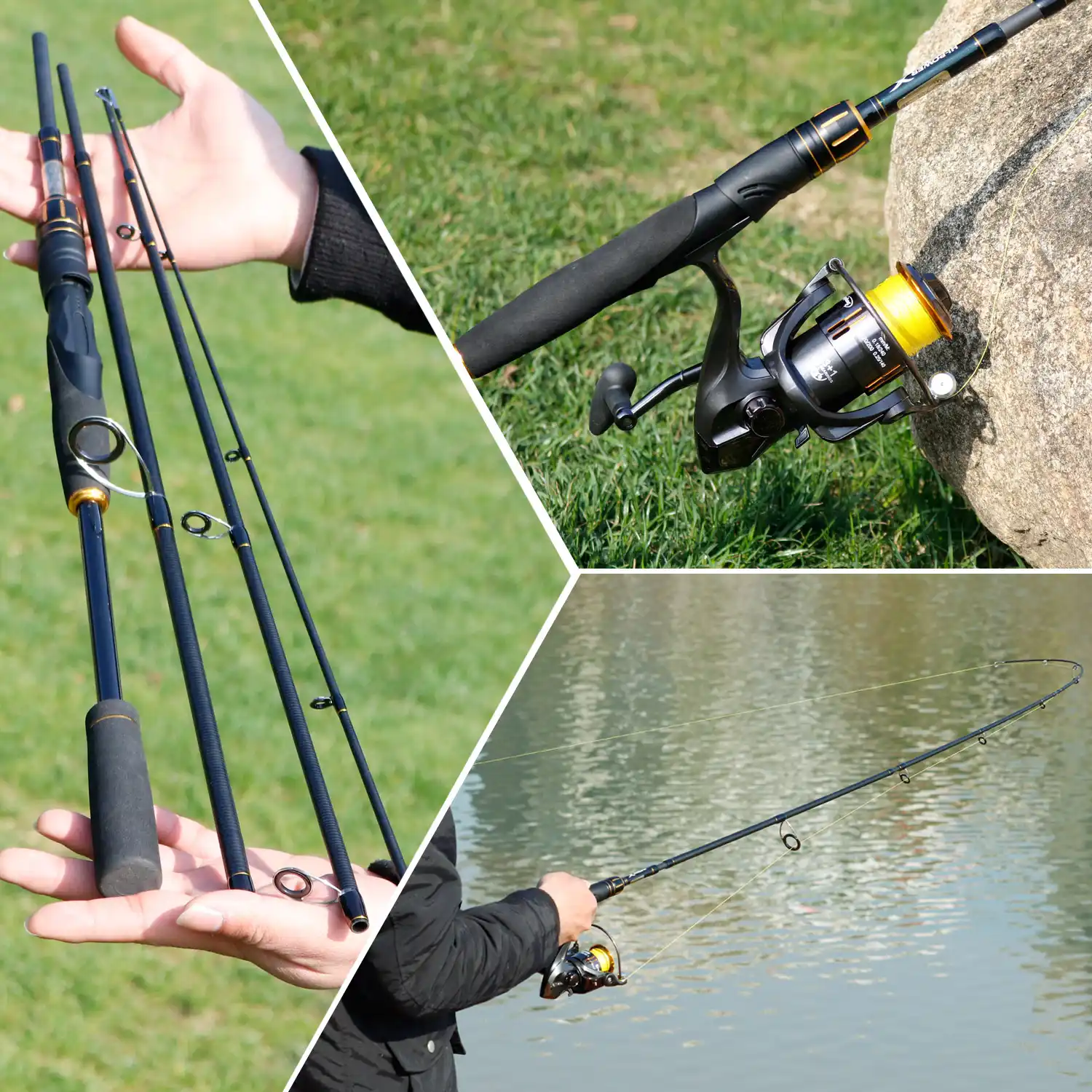 sougayilang 4 section portable lure fishing rod 2.1m 2.