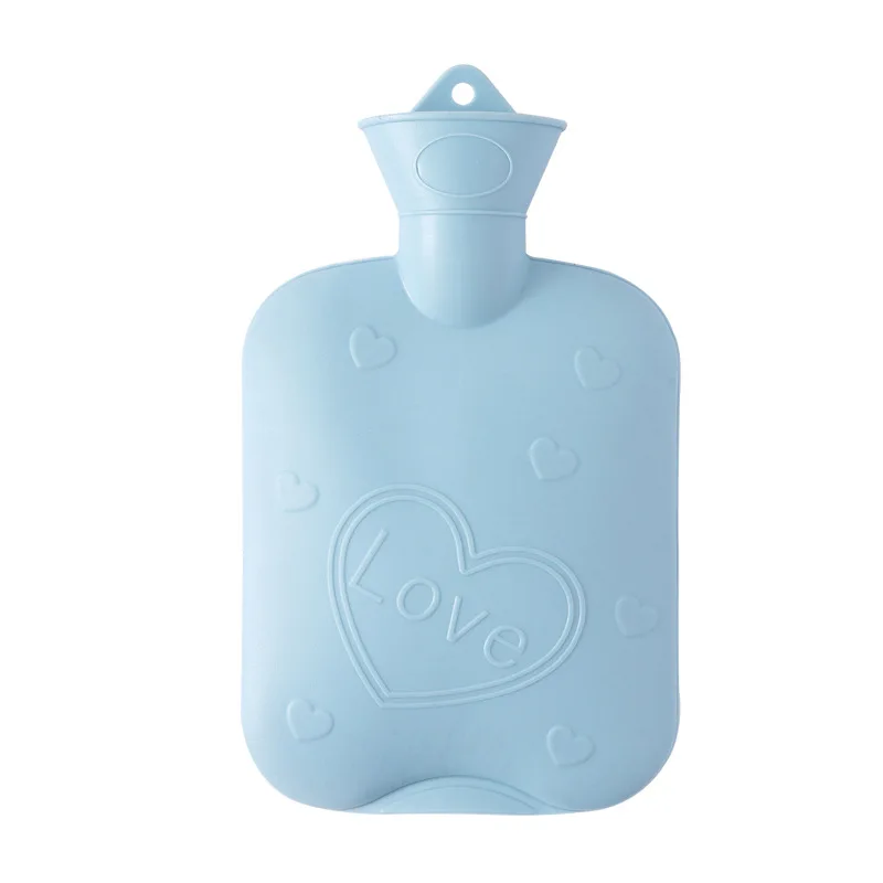 2000 мл Горячая Резина бутылки с водой Горячие сумки ПВХ Взрывозащищенная горячая вода чемоданчик ручные обогреватели наполнения водой теплее мешки JJ80127 - Цвет: LOVE Blue 1000ml