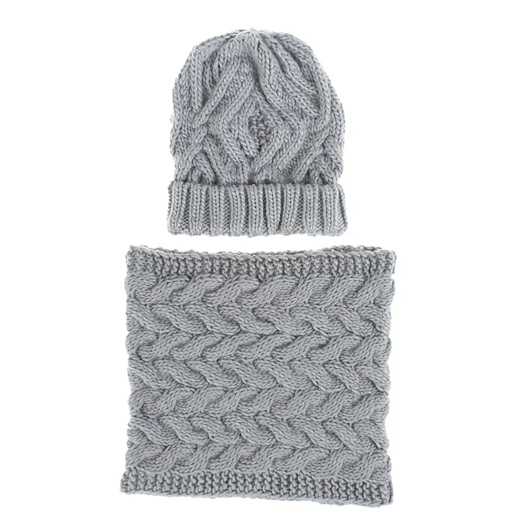 Дизайн, зимняя теплая Женская двухсекционная однотонная вязаная шапка, сохраняющая шапка-шарф, шарфы для женщин