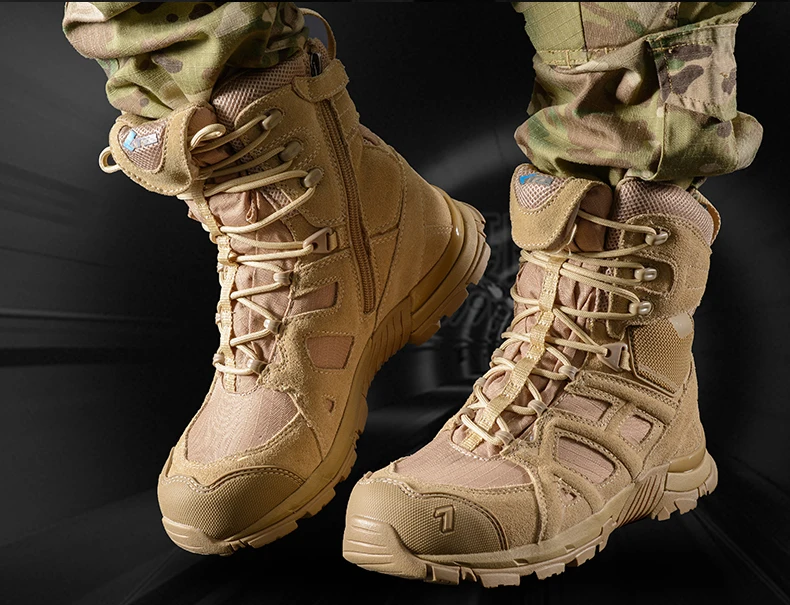 Tactical Combat Desert Training Boots Outdoor Climbing Hiking Shoes Male Waterproof High Tube Leather Hunting Sport Sneakers Men