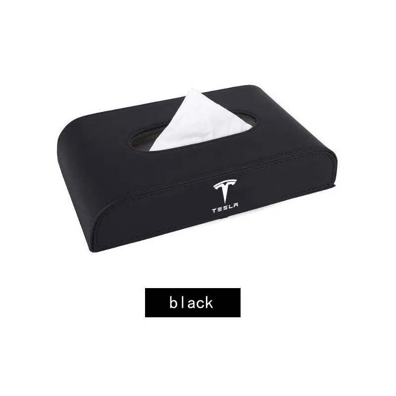 1PCS black 1 шт. автомобильная коробка для салфеток для моделей Tesla modelx model3 Модифицированная внутренняя коробка для салфеток автомобильное сиденье бумажное полотенце Насосное украшение - Название цвета: 1PCS black